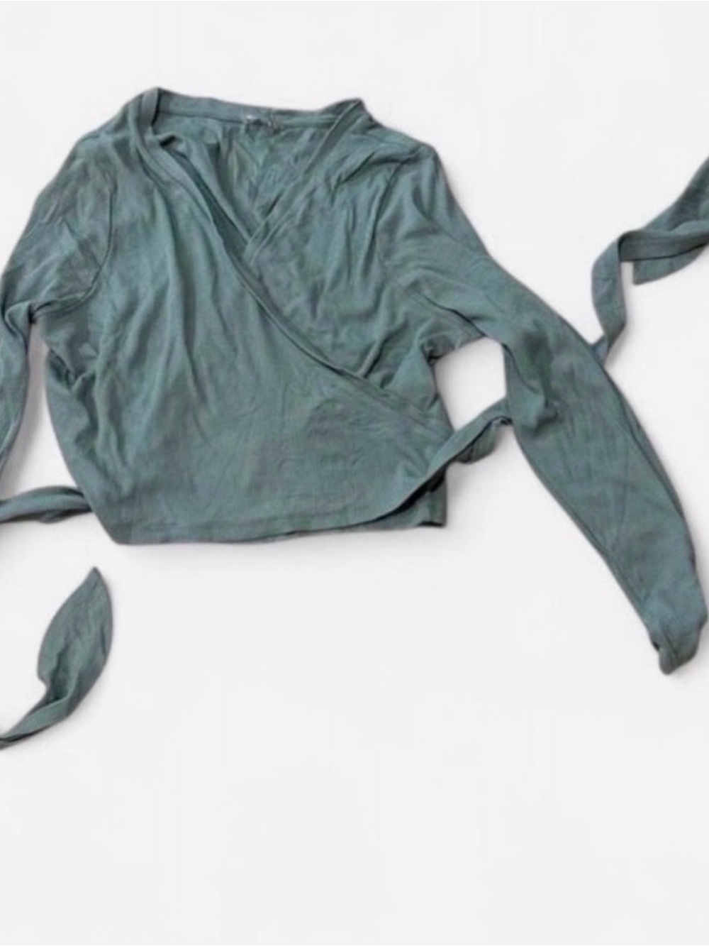 ASOS Wrap-Front Long Sleeve Top - Dusty Teal